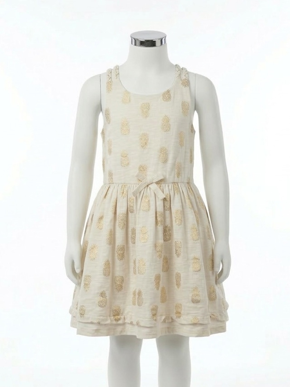 Maggie & Zoe Gold Pineapple Print Sundress Braided Strap 4T